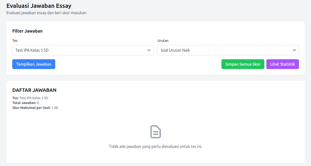 Interface evaluasi manual