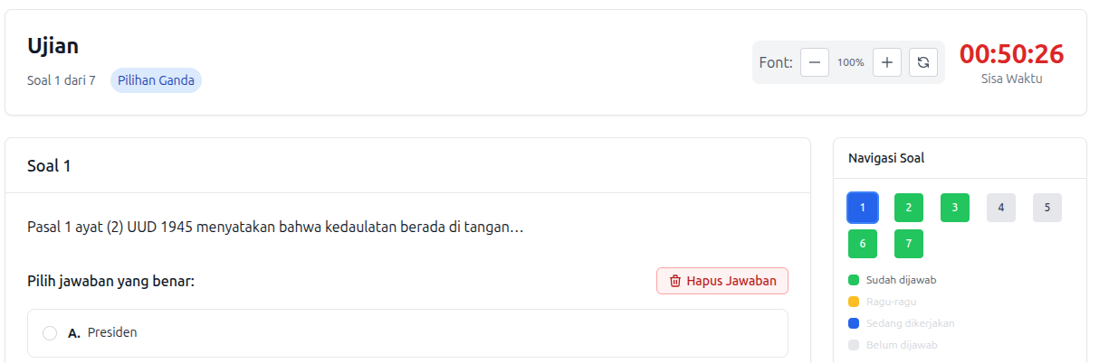 Screenshot navigasi soal